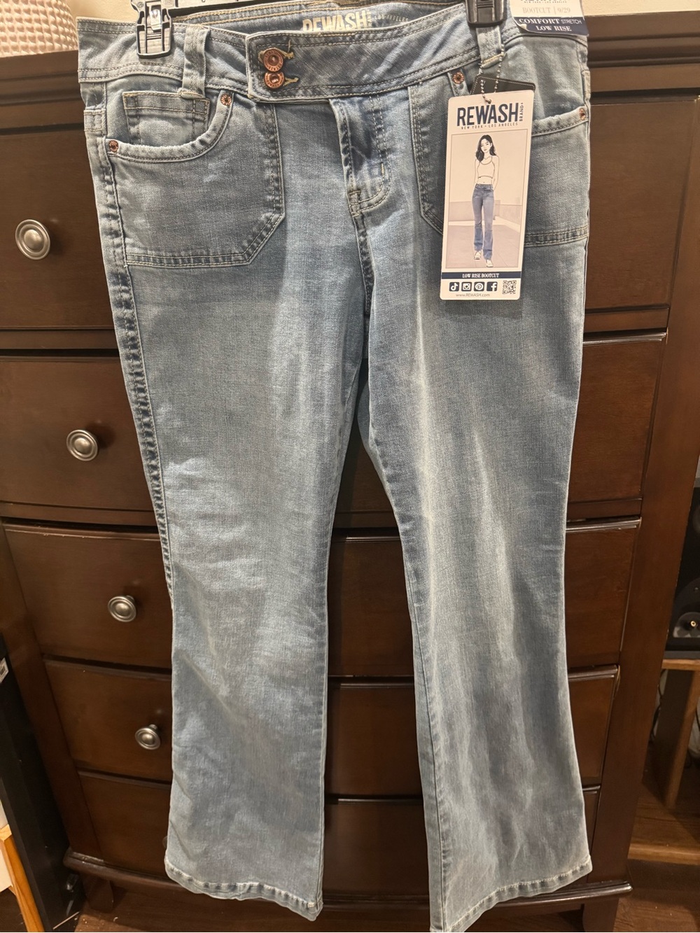 Rewash Women's Light Wash Flare Jeans - Pale Blue low rise bootcut size 9/29